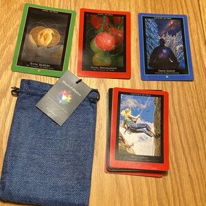 Wheel of Wisdom Oracle Cards with Navy Canvas Storage Pouch